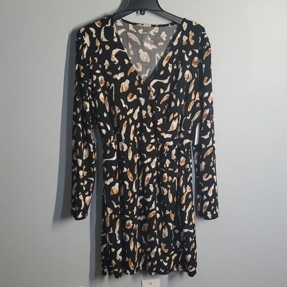 Nine West dress women's size xl x-large black brown tan white elastic wa… - Picture 1 of 12